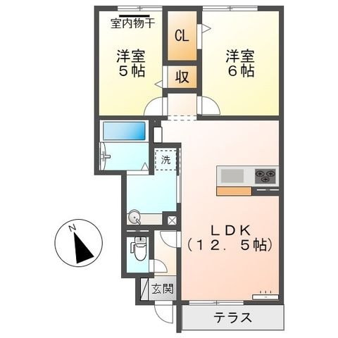 拡大写真:倉敷市水島相生町 1階103の間取り