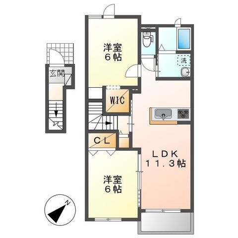 拡大写真:倉敷市福田町古新田 2階202の間取り