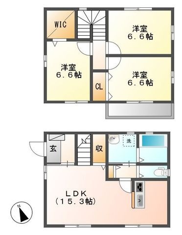 拡大写真:倉敷市児島稗田町 2階Dの間取り