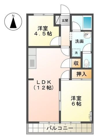 拡大写真:サンライズ御宿 1階102の間取り