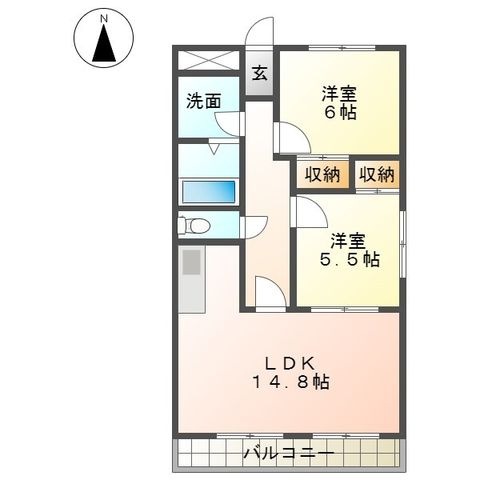 拡大写真：フローリア江南 4階402の間取り