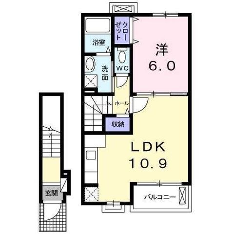 拡大写真:オーヴ 2階202の間取り