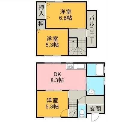 拡大写真:久保田町2丁目3DK貸家 1階Sの間取り