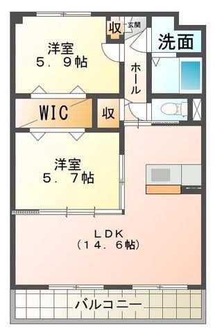 拡大写真:ライフコート南が丘 5階502の間取り