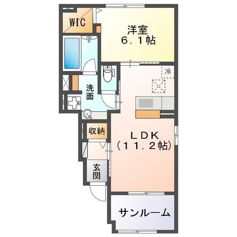 拡大写真：アモーレ　Ａ・B・C 1階B103の間取り