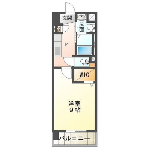 拡大写真:K Smart HISAI 7階702の間取り