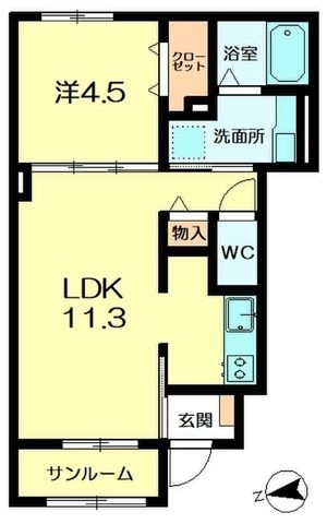 拡大写真:木津川市木津南後背 1階101の間取り