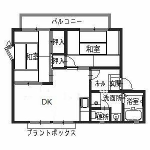 拡大写真:USハーモニー 1階102の間取り