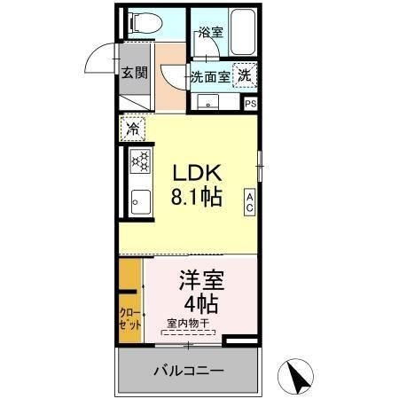 拡大写真:D’Bless和田町 3階301の間取り