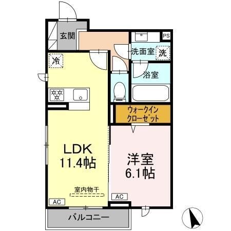拡大写真:グランガーデン弘明寺 2階205の間取り