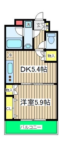 拡大写真:BAY・WEST 2階405の間取り