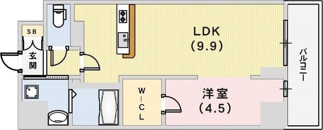 拡大写真:ルガールボニート新神戸 7階702の間取り