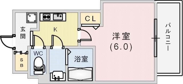 拡大写真:GP神戸ステーション 5階502の間取り