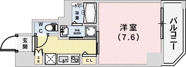 拡大写真:レジデンス三宮東グルーブ 7階701の間取り