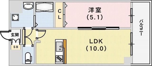 拡大写真:プレサンス兵庫ヴィアーレ 10階1006の間取り