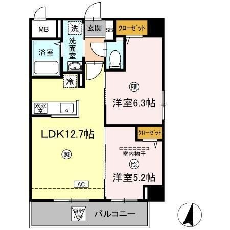 拡大写真:メゾン ド ウミライ松江駅前 9階901の間取り