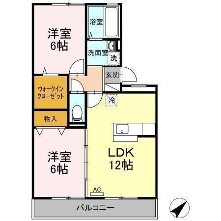 拡大写真:安来市黒井田町 3階C302の間取り