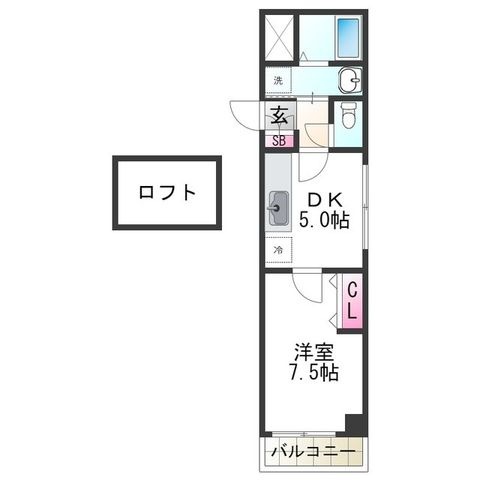 拡大写真：オクト白鷺 2階207の間取り