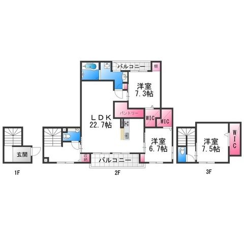 拡大写真:ファイブヒルズ欅 1階1-101の間取り