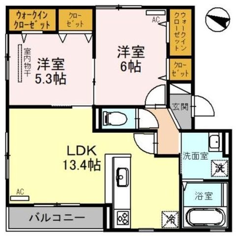 拡大写真:アルフォンテ上野芝 2階202の間取り