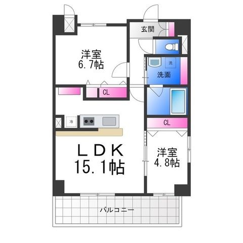 拡大写真:クリエ堺 2階201の間取り