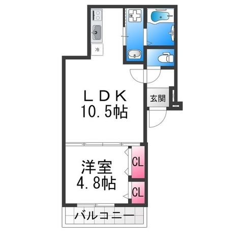 拡大写真:フジパレス堺もずⅤ番館 3階303の間取り