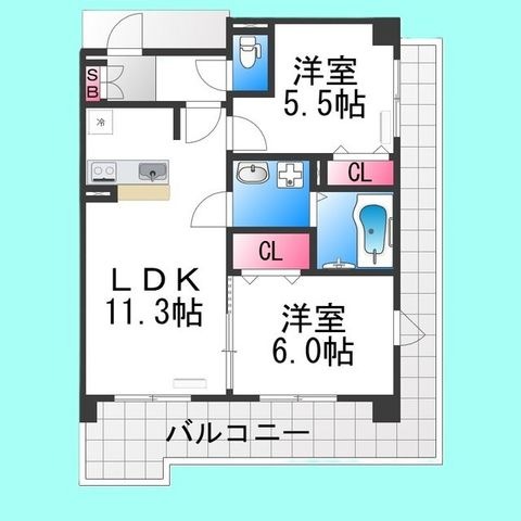 拡大写真:プレステージ10番館 2階203の間取り