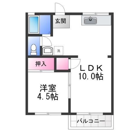 拡大写真:阪口ハイツ 2階203の間取り