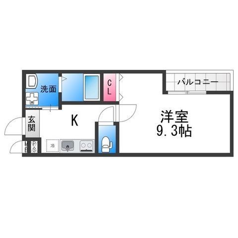 拡大写真:フジパレス上野芝Ⅲ番館 1階101の間取り