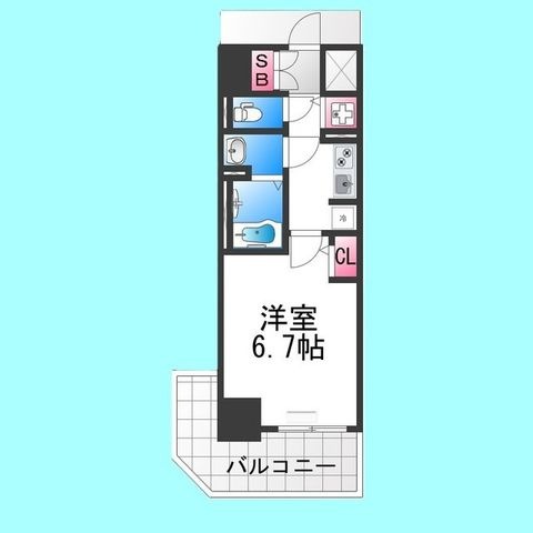 拡大写真:S-RESIDENCE堺湊駅前azure 5階508の間取り