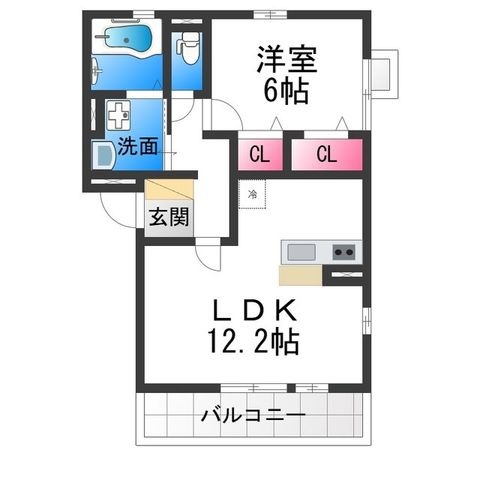 拡大写真:リヴィエール諏訪森 2階202の間取り