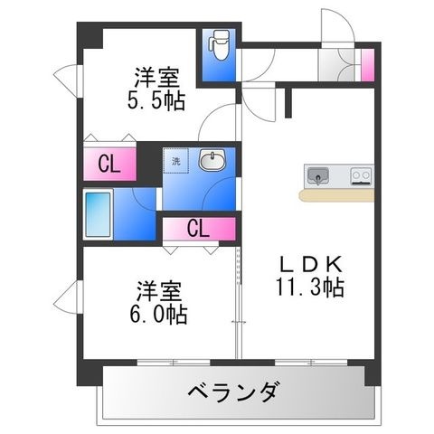 拡大写真:プレステージ10番館 3階304の間取り
