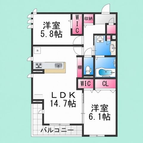拡大写真:シグナス百舌鳥 3階303の間取り