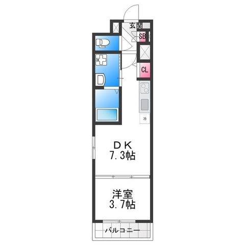 拡大写真:F asecia Pur 湊 2階201の間取り