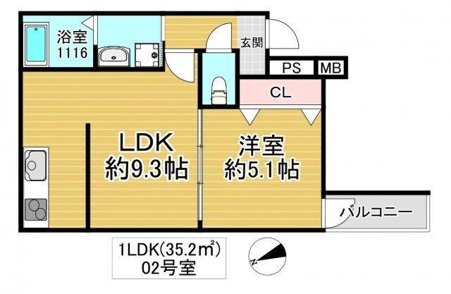 拡大写真:フジパレス城東諏訪サウスⅠ番館 2階202の間取り