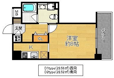 拡大写真:デイグラン鶴見 4階405の間取り