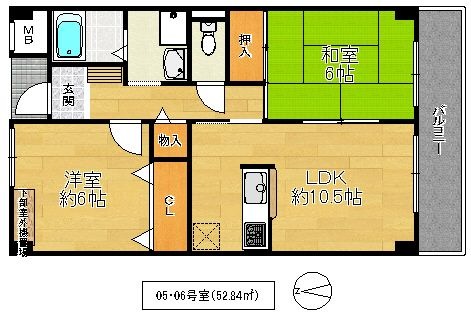 拡大写真:レーゼンハイム 4階405の間取り