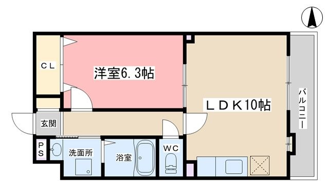 拡大写真：ザ レジデンス 京都東 1階104の間取り