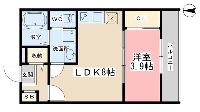 拡大写真:Harmony terrace-sy椥辻 2階202の間取り