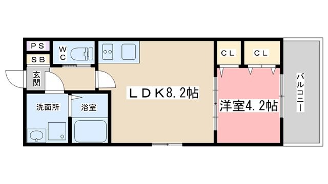 拡大写真:プライムコート伏見醍醐 2階201の間取り