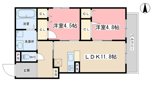拡大写真:RESANA竹鼻 2階202の間取り
