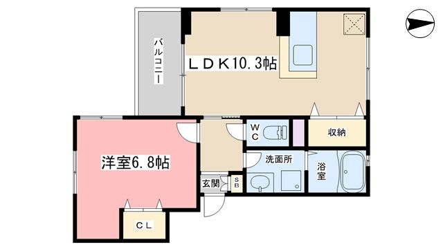 拡大写真:プレミール京都 2階202の間取り