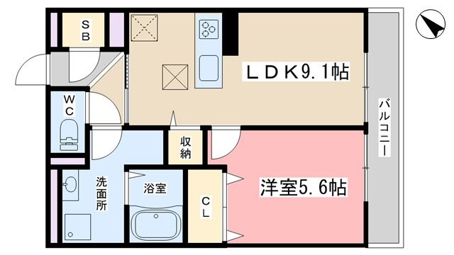拡大写真:フロレゾン醍醐 3階303の間取り