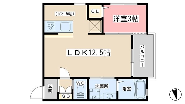 拡大写真:京都市山科区小山中ノ川町 2階201の間取り