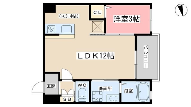 拡大写真:京都市山科区小山中ノ川町 3階302の間取り