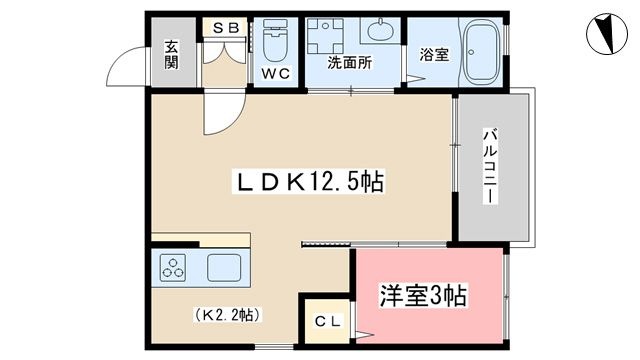 拡大写真:京都市山科区小山中ノ川町 3階305の間取り
