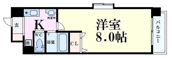 拡大写真:CITY SPIRE北梅田 2階201の間取り