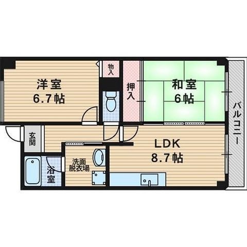 拡大写真:パレ上新庄 6階202の間取り