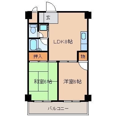 拡大写真:メゾンリッチ 6階603の間取り