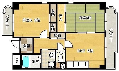 拡大写真:加島フラット 3階305の間取り
